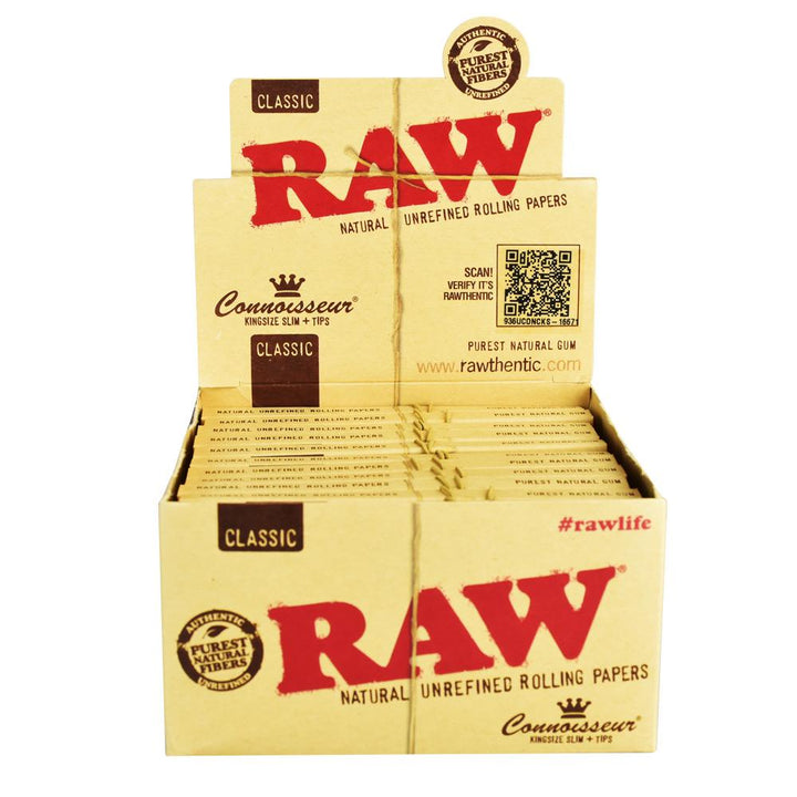 Raw Connoisseur Unrefined Rolling Papers with Tips