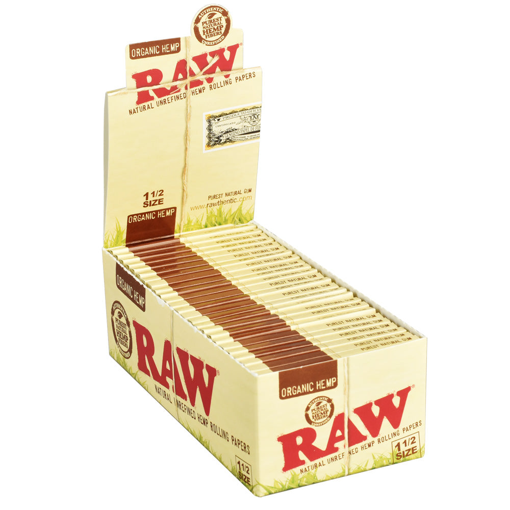 RAW Organic Hemp 1 1/2" Rolling Papers Display 25-Pack