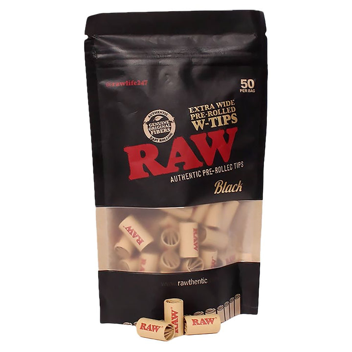 RAW Black 50-Count Extra Wide Pre-Rolled Tips