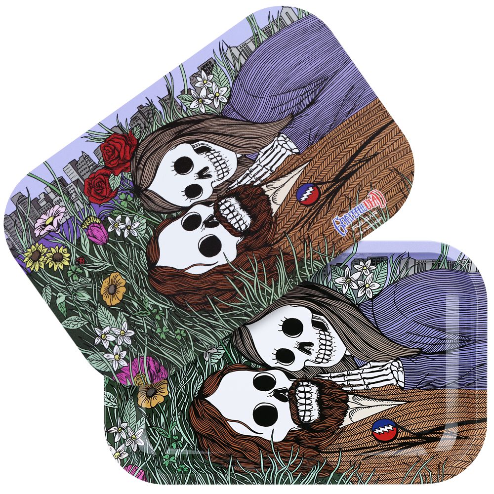 Flower Couple Grateful Dead Metal Rolling Tray with Lid