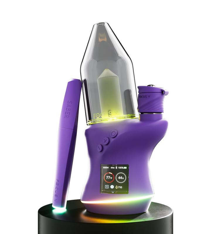 Product shot of a red and black swirled silicone water pipe with a clear glass chamber, featuring a removable glass bowl on the side.