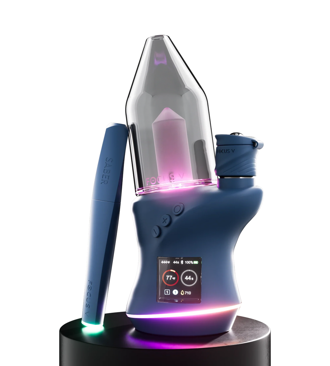 Close-up detail of a silver metal dabber tool, showing its curved scoop end and part of the ribbed handle against a white background.