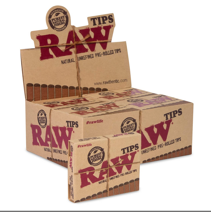 RAW Pre-Rolled Filter Tips Box - 20 Booklets, 21 Tips Each