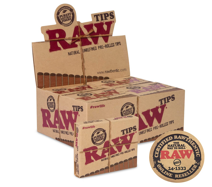 RAW Pre-Rolled Filter Tips Box - 20 Booklets, 21 Tips Each