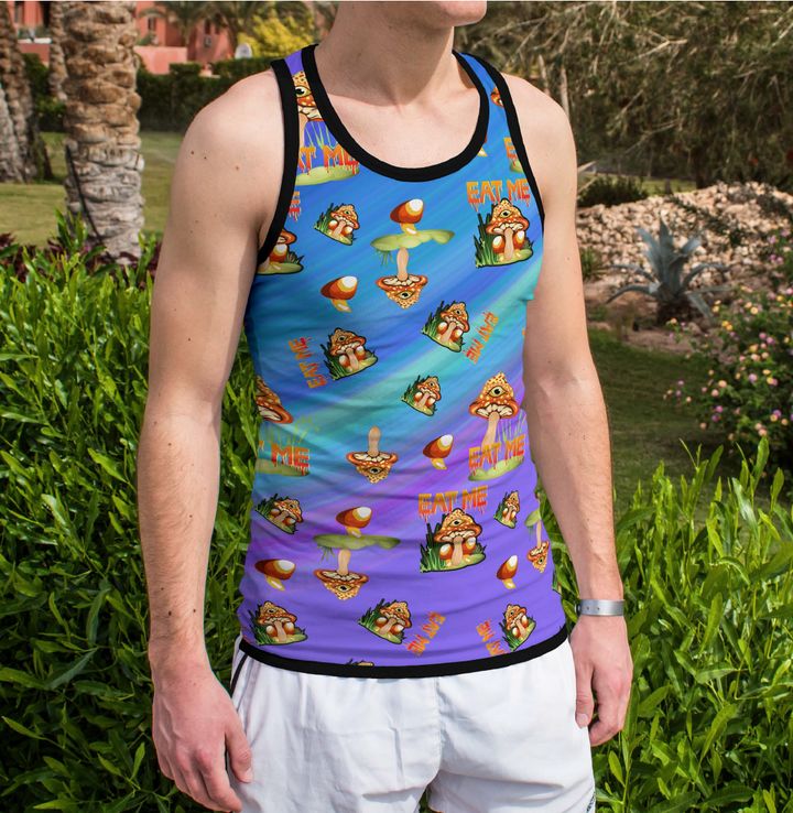 Blue Gradient Polyester Tank Top - Pack of 6 Sizes S-3XL
