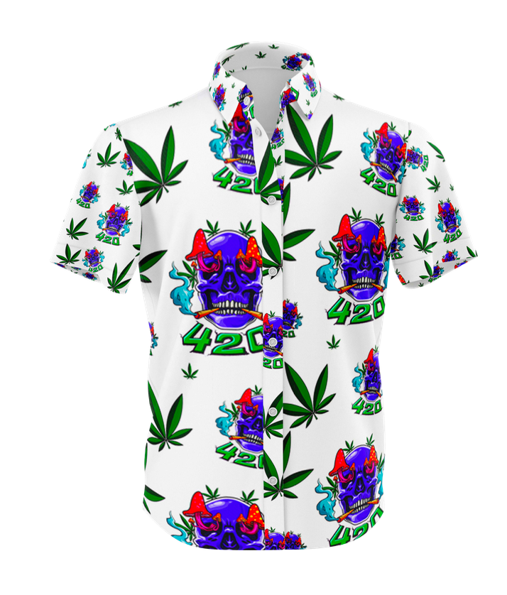 Skull Leaf White Shirt & Short Set - 5-Pack
