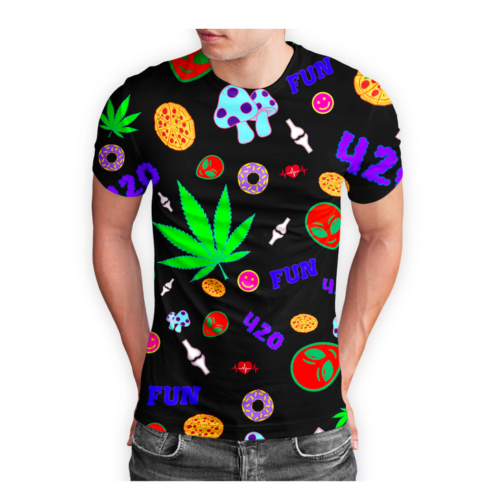 5-Pack Graphic Leaf & Mushroom Short Sleeve Tees