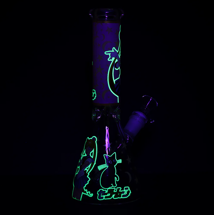 10 Inch Glow Moon Beaker Water Pipe with 14mm Bowl