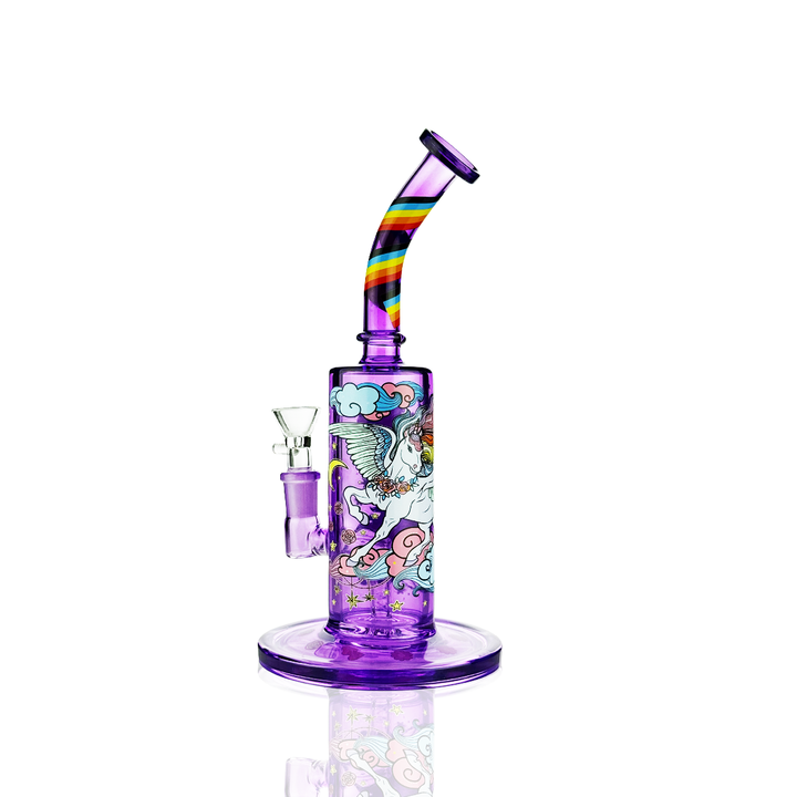 Rainbow Unicorn Glass Water Pipe - 10 Inch