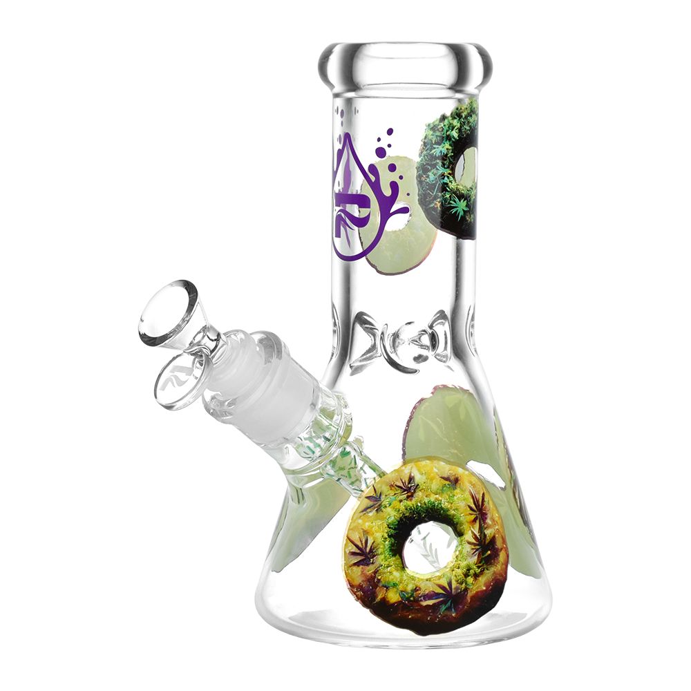 Forbidden Donut Decal Glass Beaker Pipe - 7.75 Inch
