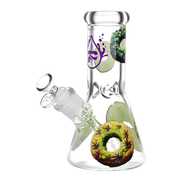 Forbidden Donut Decal Glass Beaker Pipe - 7.75 Inch