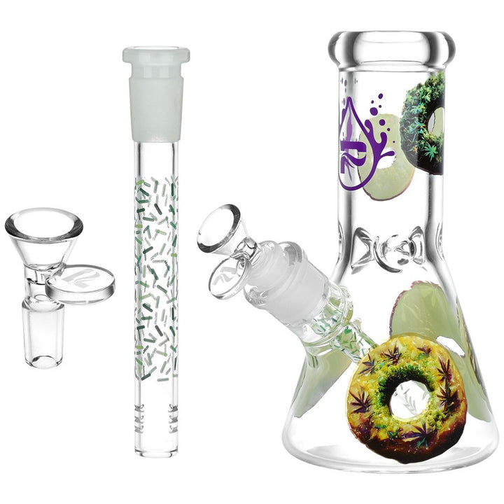 Forbidden Donut Decal Glass Beaker Pipe - 7.75 Inch