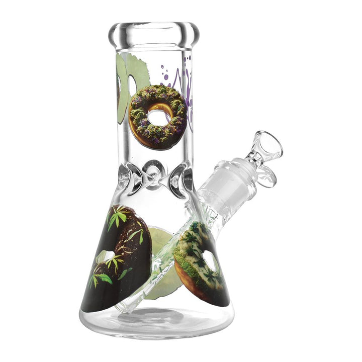 Forbidden Donut Decal Glass Beaker Pipe - 7.75 Inch