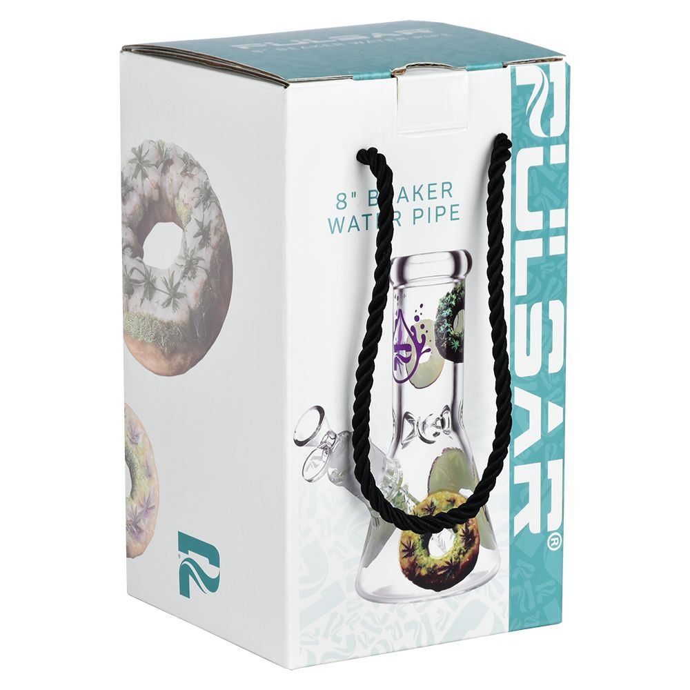 Forbidden Donut Decal Glass Beaker Pipe - 7.75 Inch
