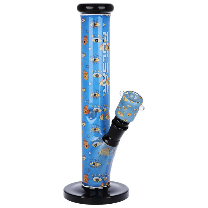Vibrant Print Straight Tube Glass Water Pipe