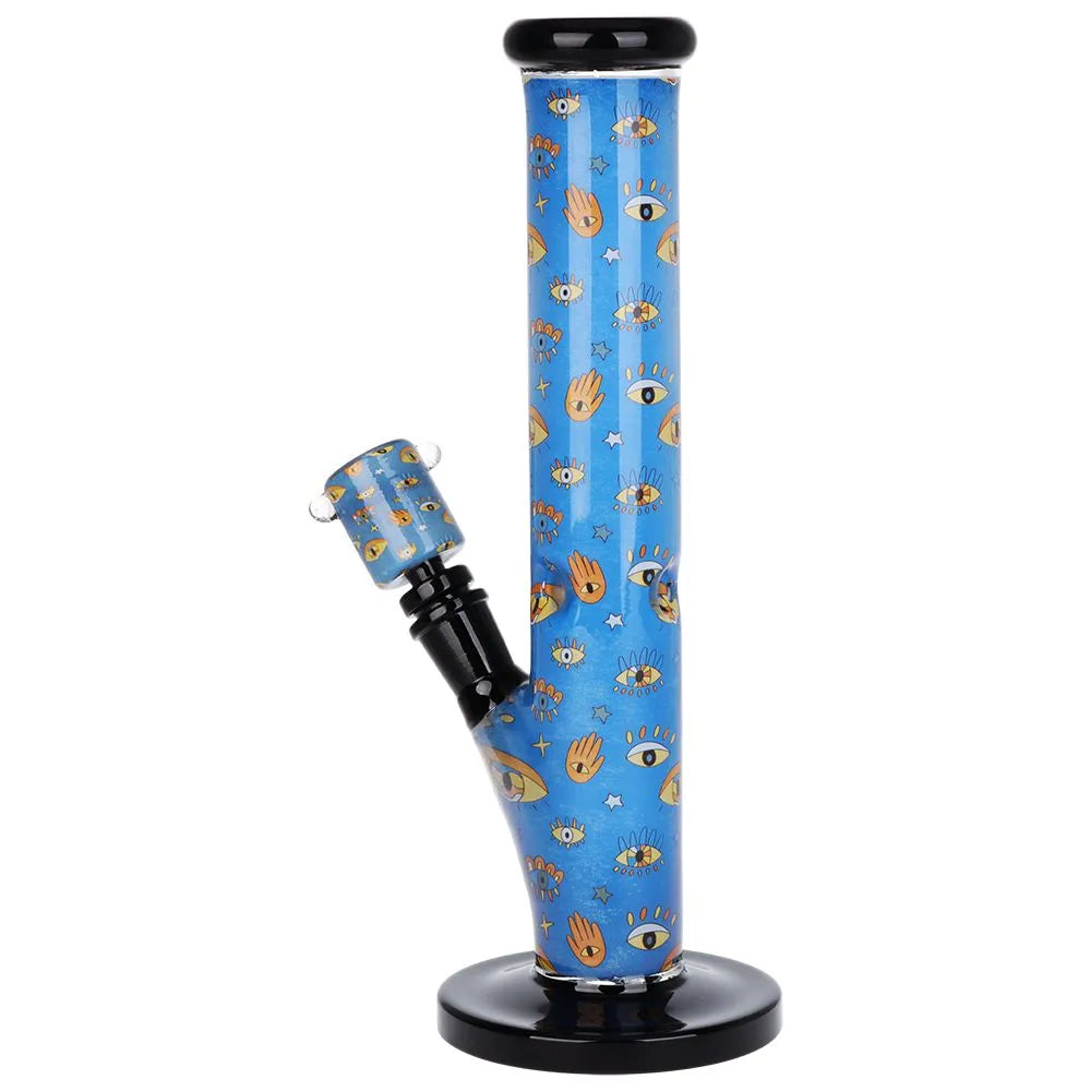 Vibrant Print Straight Tube Glass Water Pipe