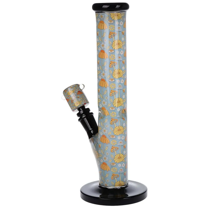 Vibrant Print Straight Tube Glass Water Pipe