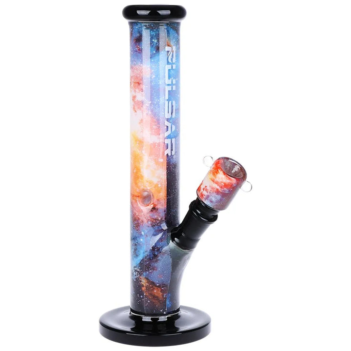Vibrant Print Straight Tube Glass Water Pipe
