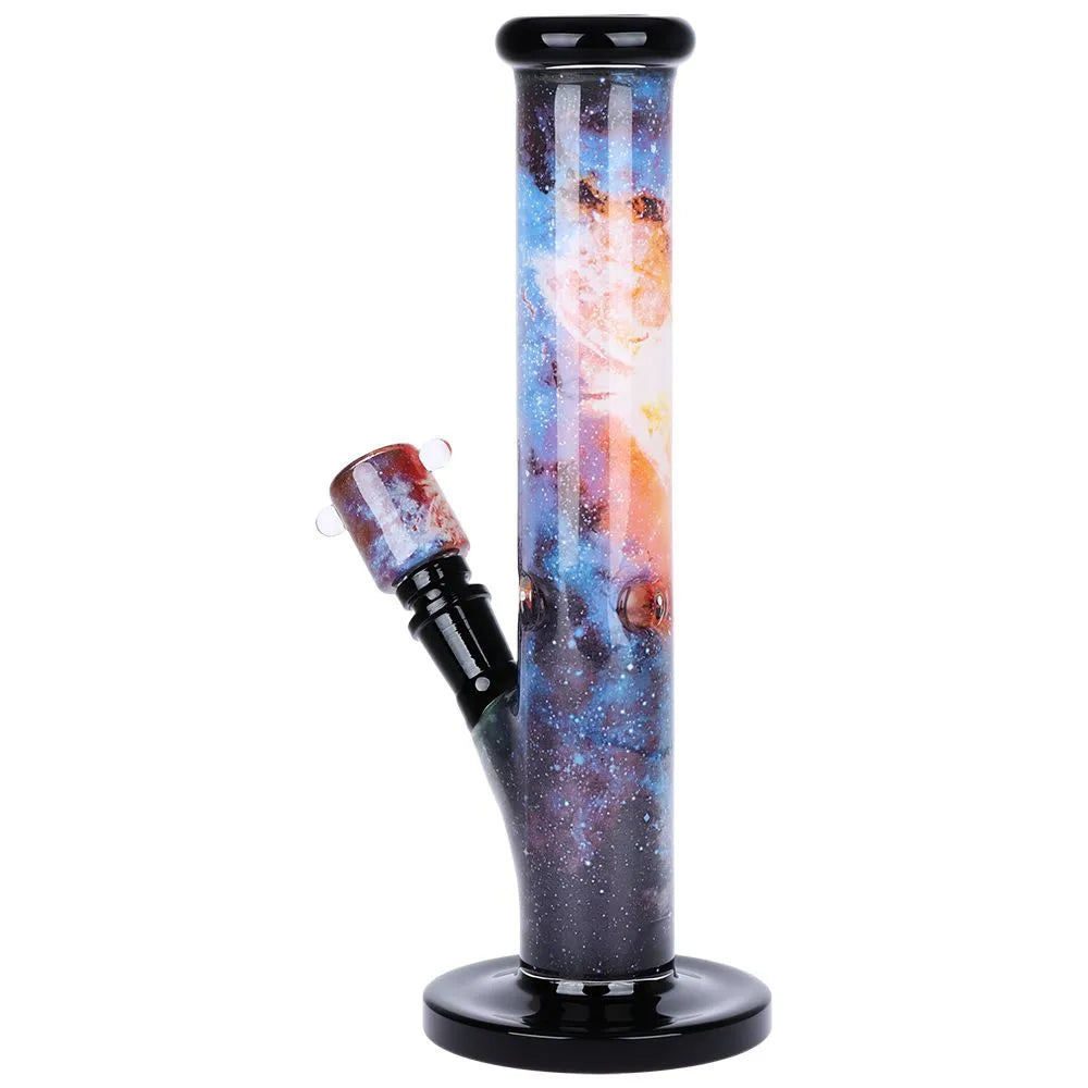 Vibrant Print Straight Tube Glass Water Pipe