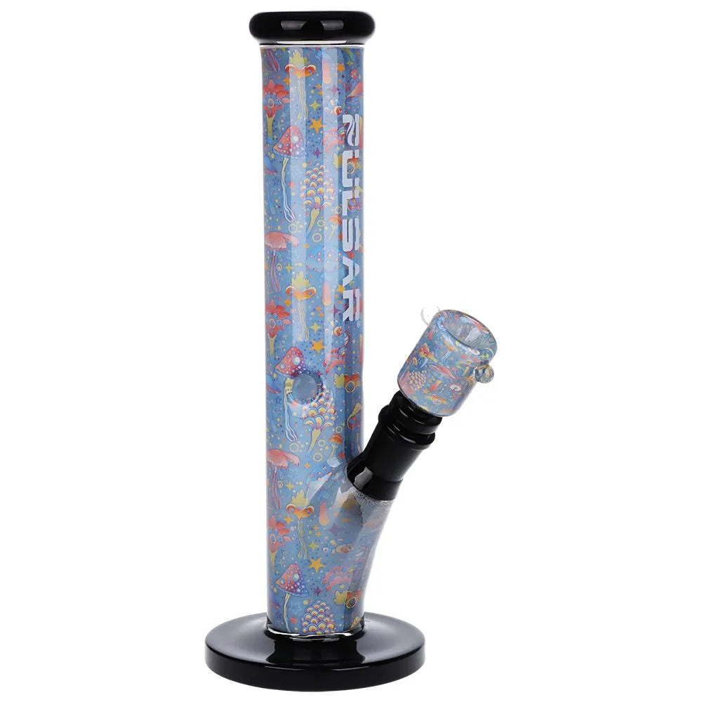Vibrant Print Straight Tube Glass Water Pipe