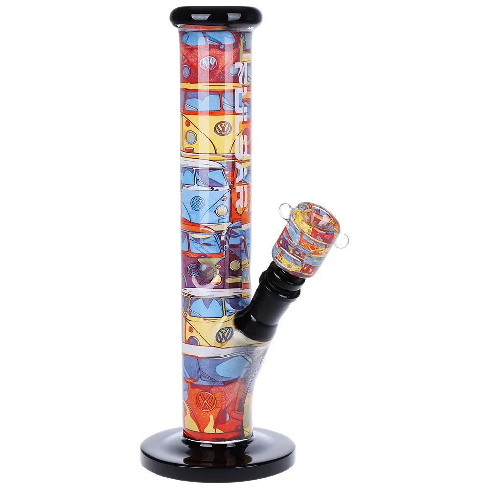 Vibrant Print Straight Tube Glass Water Pipe