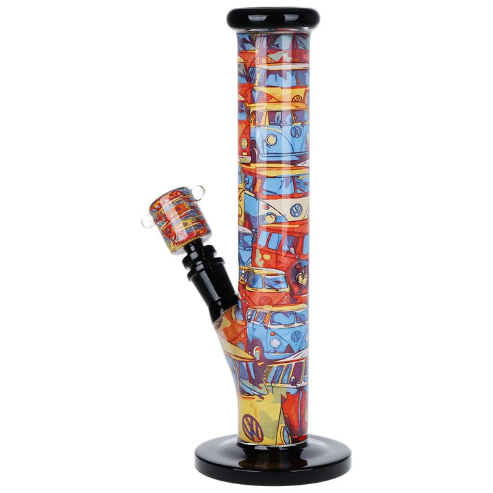 Vibrant Print Straight Tube Glass Water Pipe