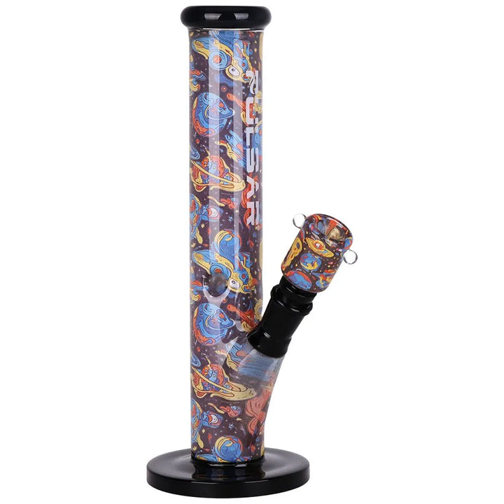 Vibrant Print Straight Tube Glass Water Pipe