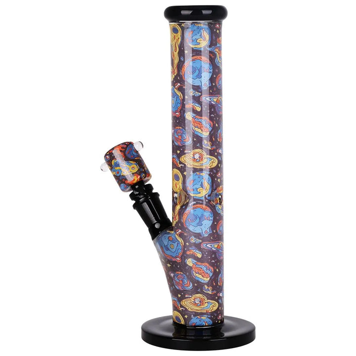 Vibrant Print Straight Tube Glass Water Pipe