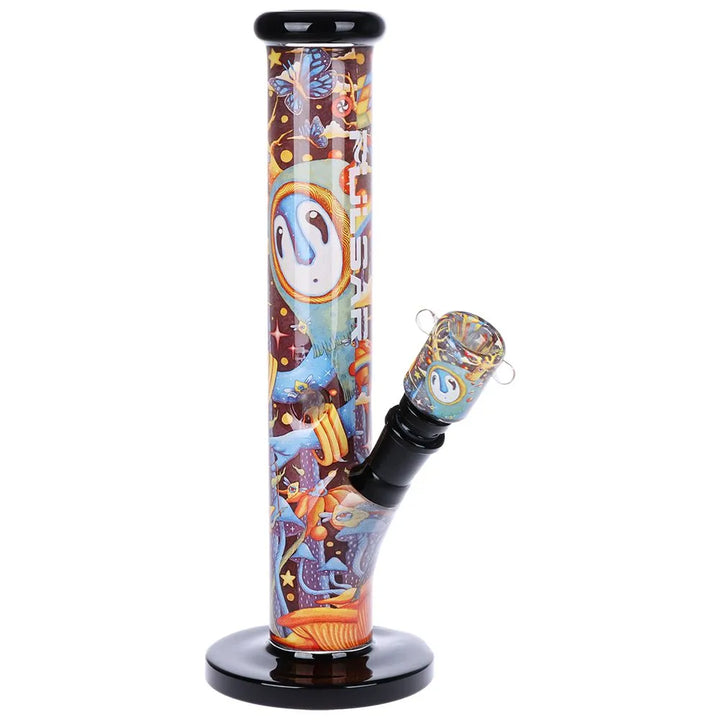 Vibrant Print Straight Tube Glass Water Pipe