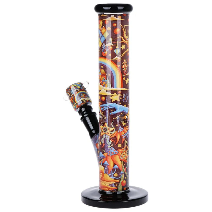 Vibrant Print Straight Tube Glass Water Pipe