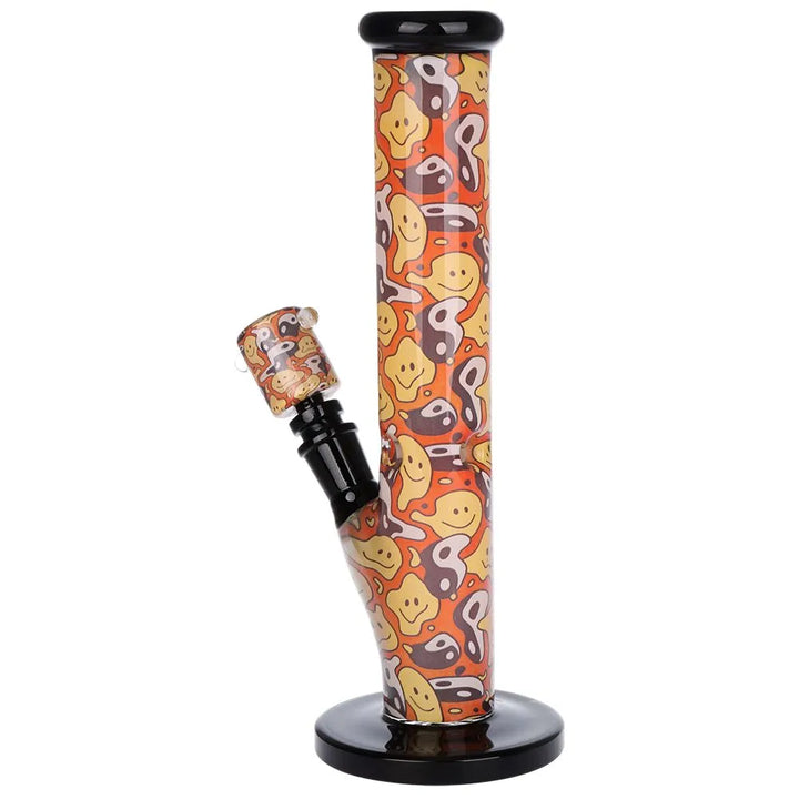 Vibrant Print Straight Tube Glass Water Pipe