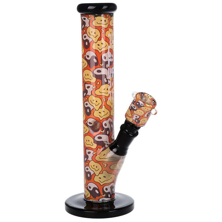 Vibrant Print Straight Tube Glass Water Pipe