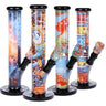 Vibrant Print Straight Tube Glass Water Pipe