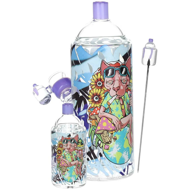 Artistic Spray Can Glass Water Pipe & Hand Pipe Duo