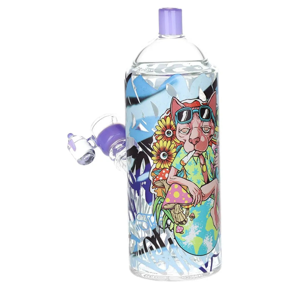Artistic Spray Can Glass Water Pipe & Hand Pipe Duo
