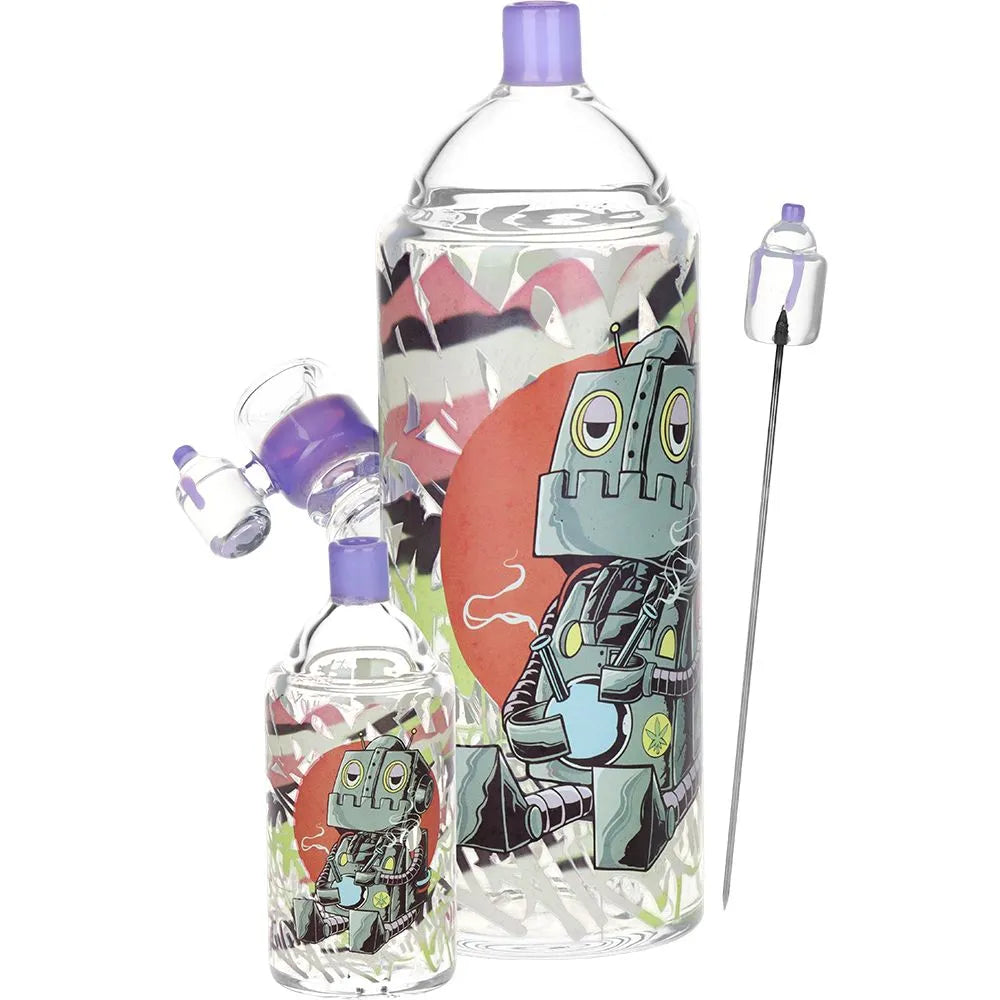Artistic Spray Can Glass Water Pipe & Hand Pipe Duo