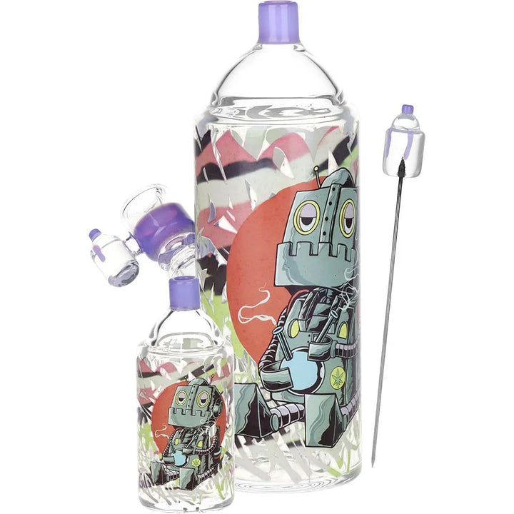 Artistic Spray Can Glass Water Pipe & Hand Pipe Duo