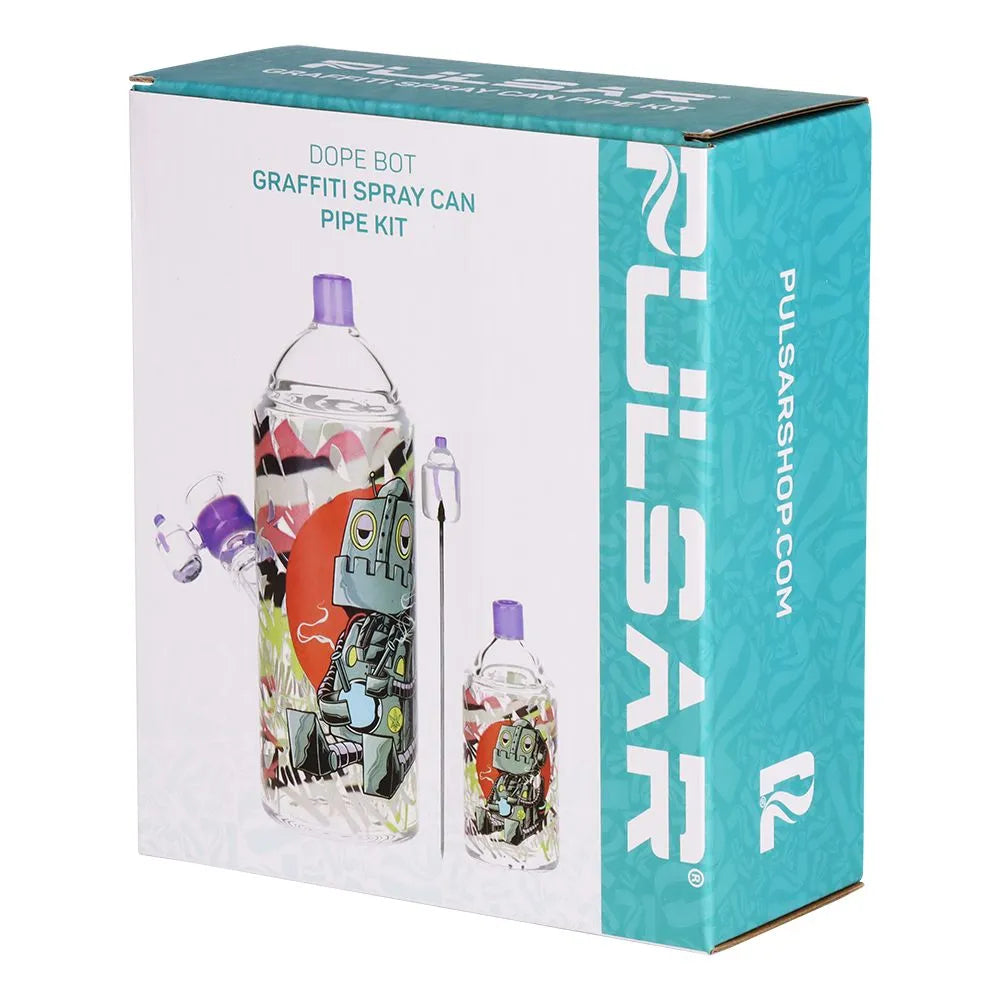 Artistic Spray Can Glass Water Pipe & Hand Pipe Duo