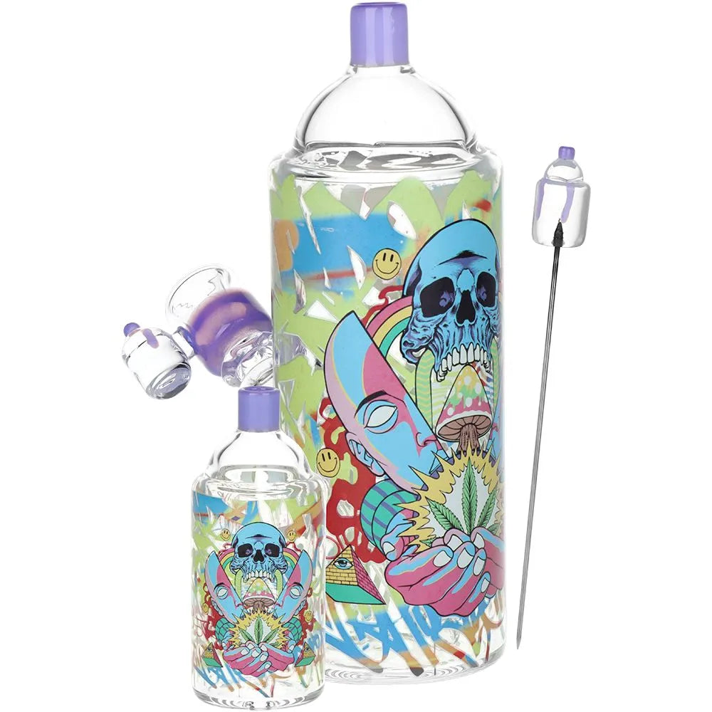 Artistic Spray Can Glass Water Pipe & Hand Pipe Duo