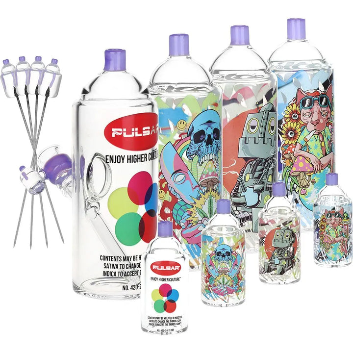 Artistic Spray Can Glass Water Pipe & Hand Pipe Duo
