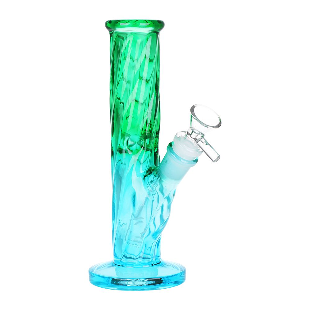 Twisted Ombre Glass Straight Tube Water Pipe 7.75in