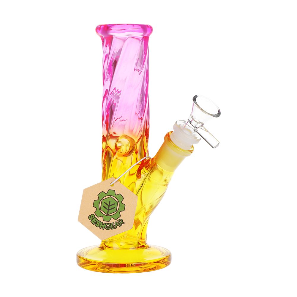 Twisted Ombre Glass Straight Tube Water Pipe 7.75in
