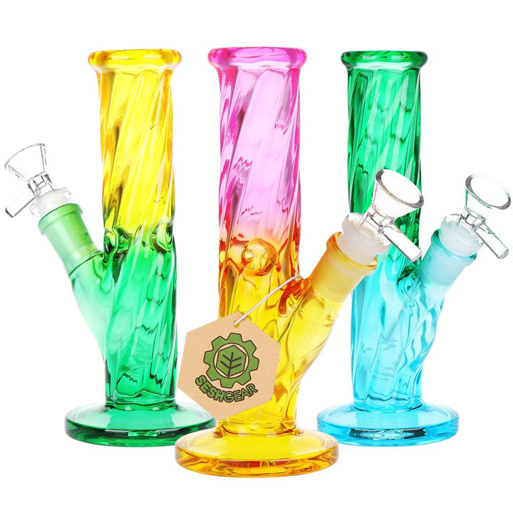 Twisted Ombre Glass Straight Tube Water Pipe 7.75in
