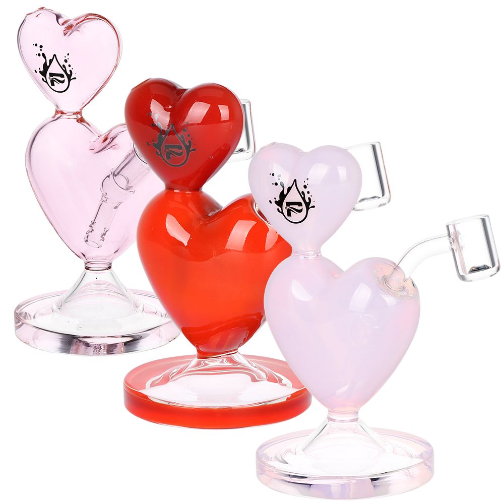 Compact Double Heart Glass Dab Rig