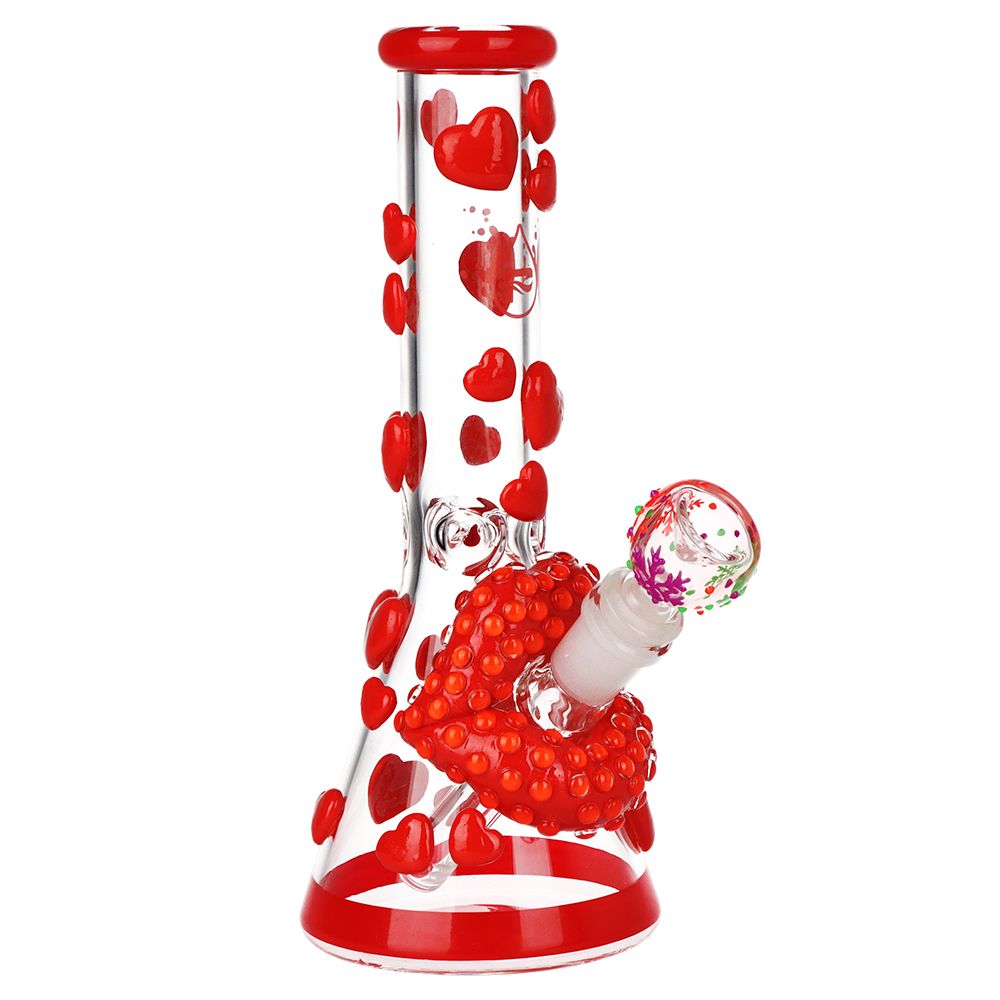 Kiss My Lips Glow Beaker Water Pipe 9.75in