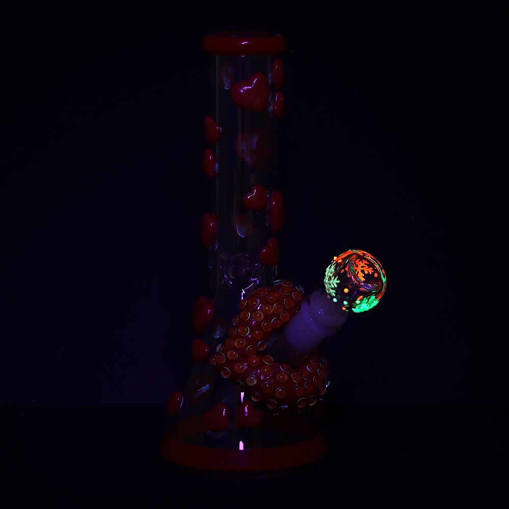 Kiss My Lips Glow Beaker Water Pipe 9.75in