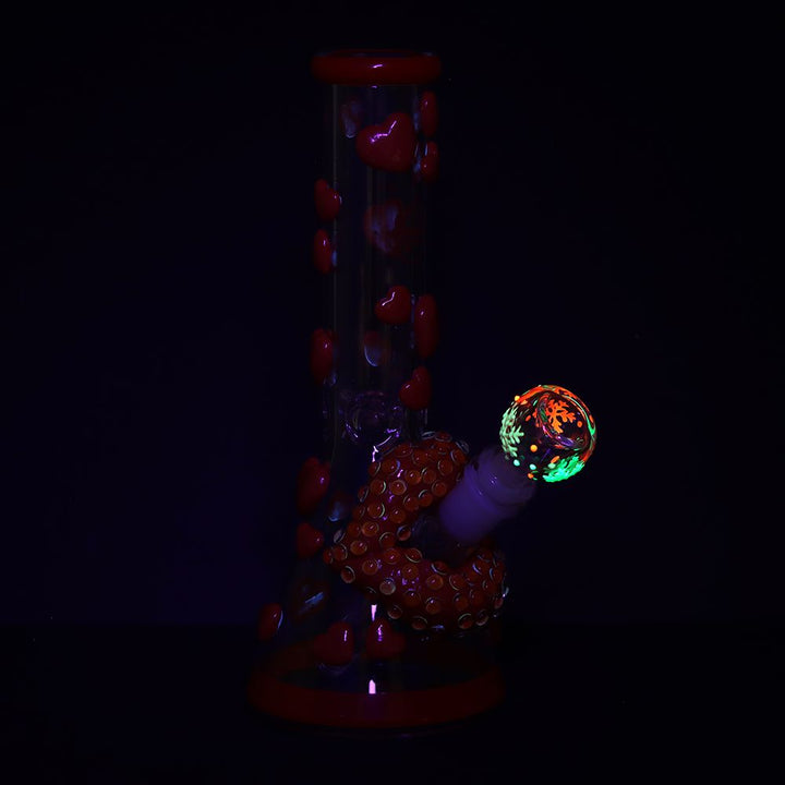 Kiss My Lips Glow Beaker Water Pipe 9.75in