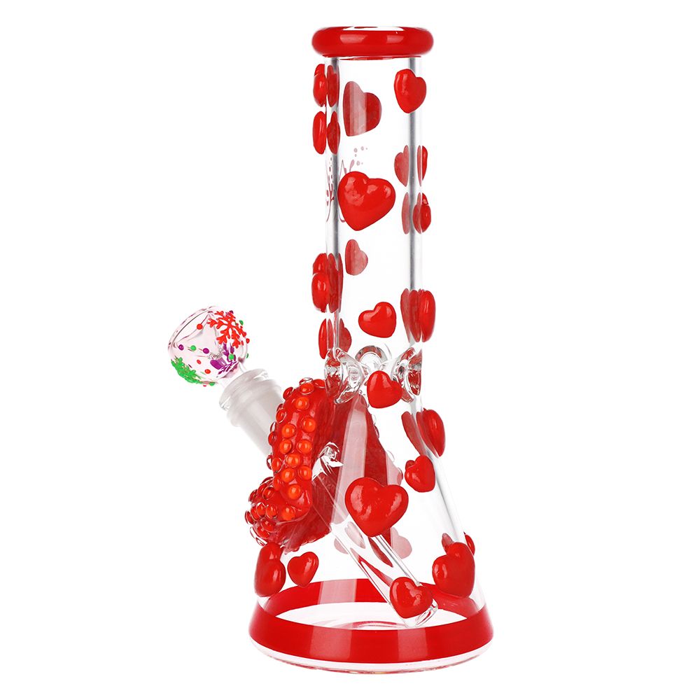 Kiss My Lips Glow Beaker Water Pipe 9.75in