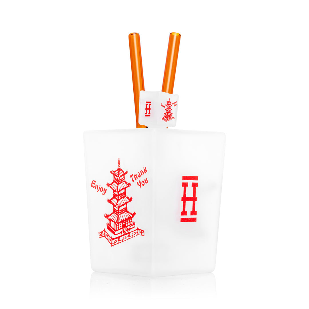 Chinese Takeout Style Glass Water Pipe