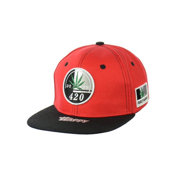 Vegetarian Leaf Embroidered Snapback Hat